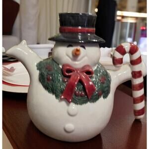 Fitz and Floyd Snowman Cocoa For 1 Hat is the Cup Body is Pot 38 Ounces RARE